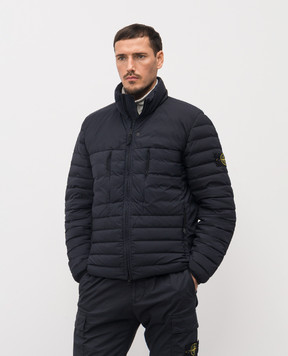 Stone Island Blue quilted down jacket with logo L1S154100106S0183