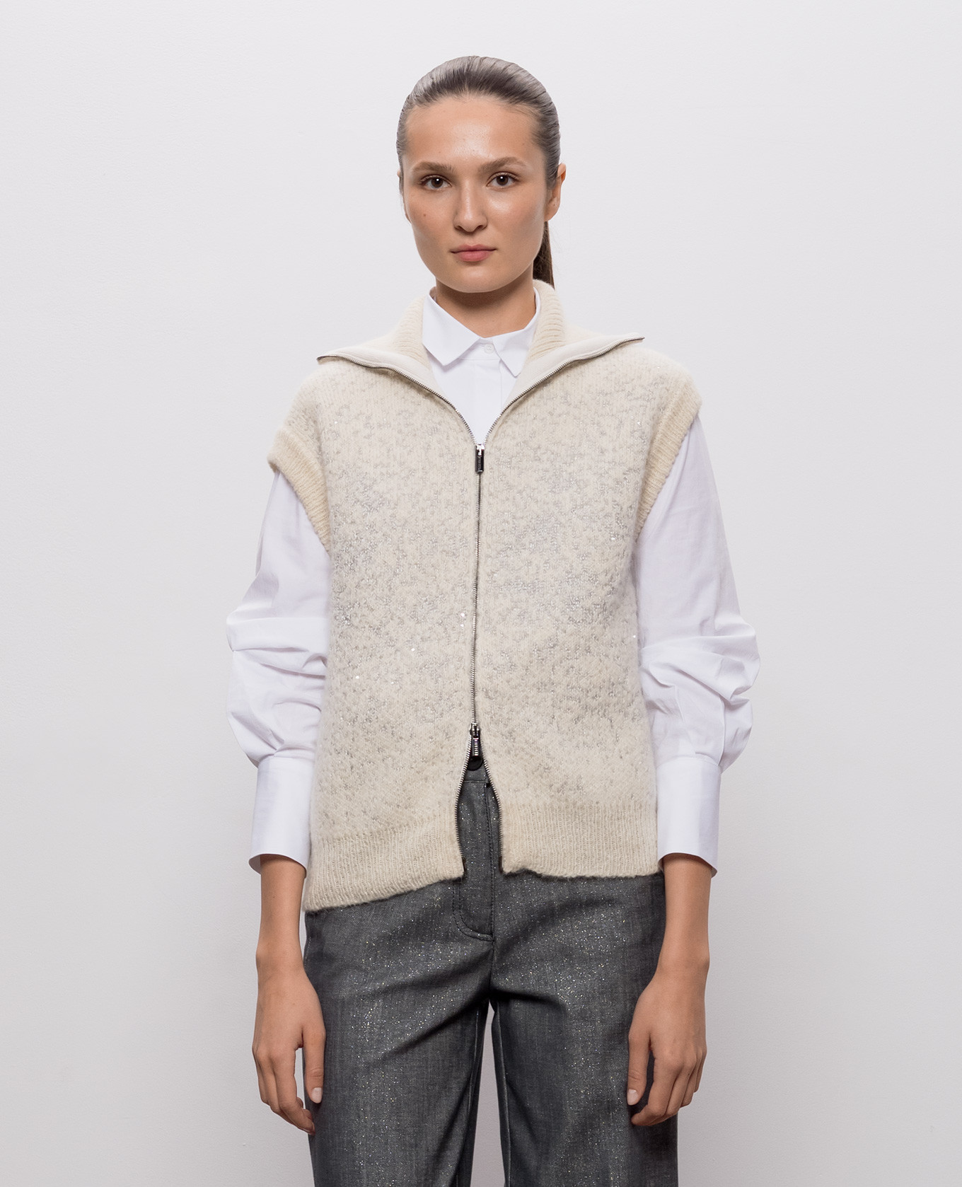 Beige alpaca wool vest Peserico 3