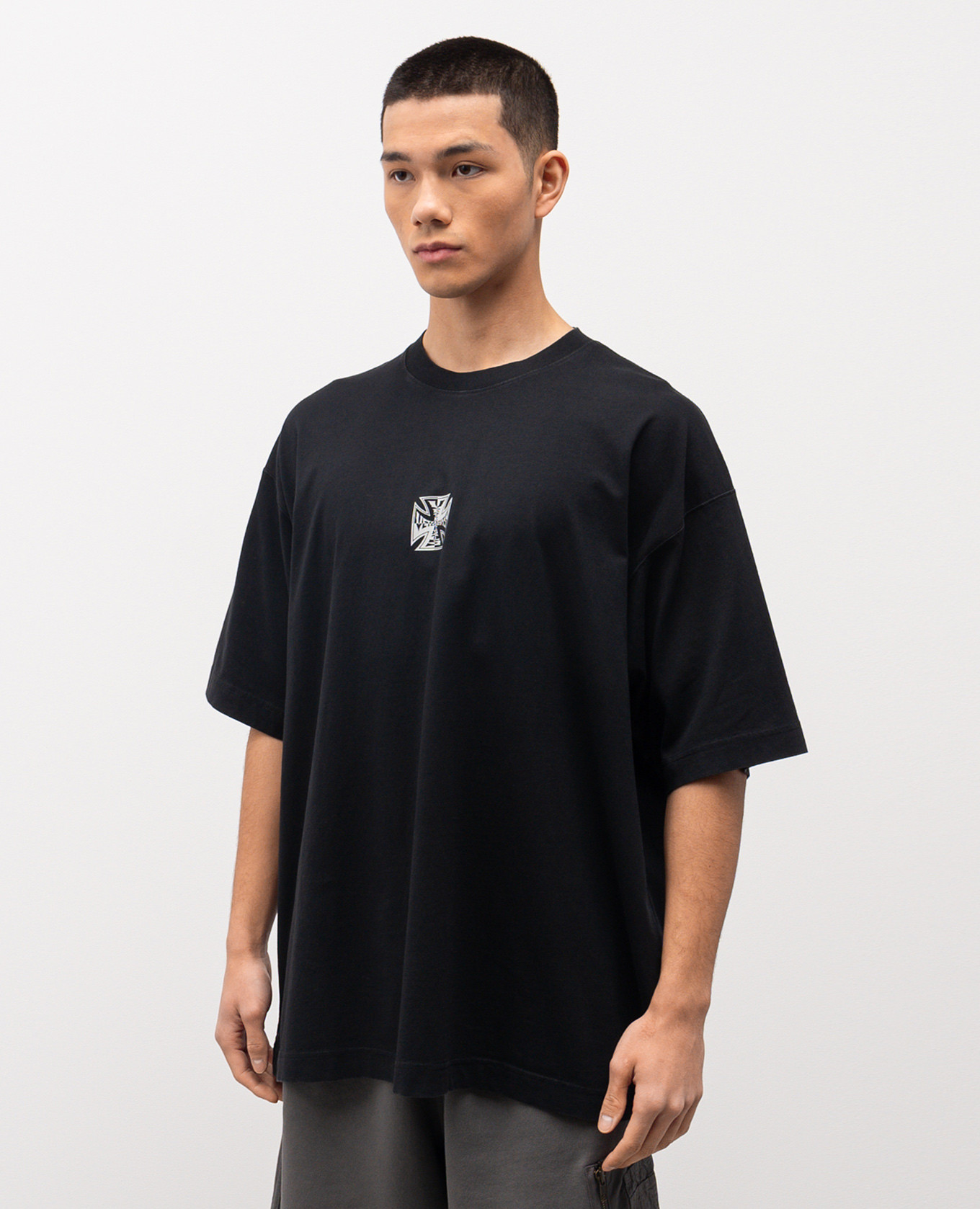 

Black BIKER CROSS T-shirt with logo print Vetements