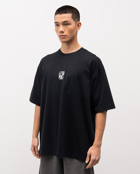 Vetements Black BIKER CROSS T-shirt with logo print ME76TR162B