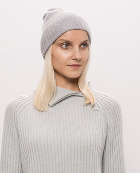 Allude Gray cashmere hat with lurex 26511273