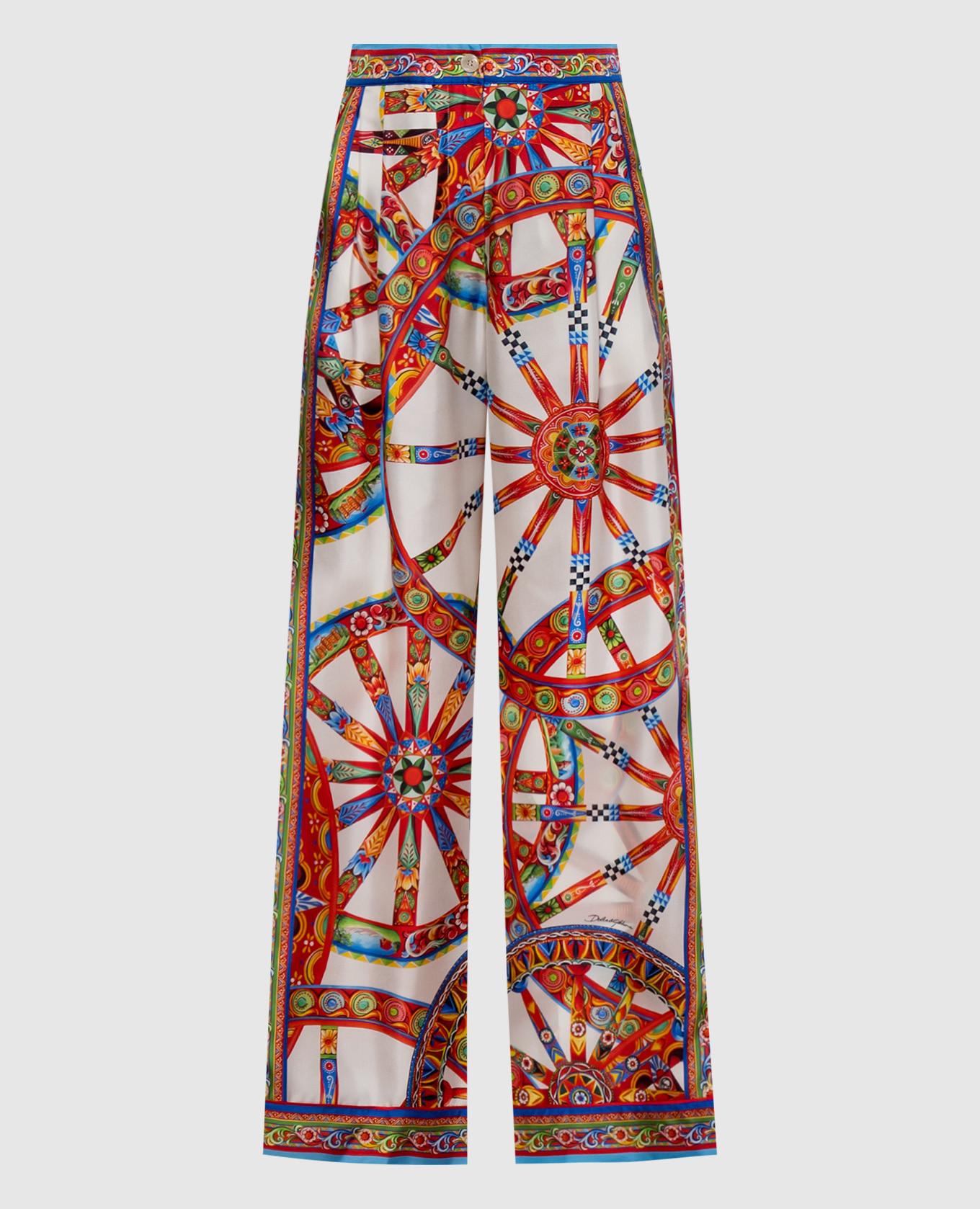 Weiße bedruckte Seidenhose