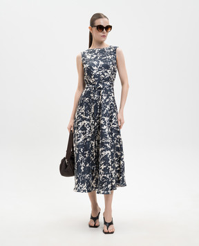 Max Mara MARTINA blue printed silk dress SMMMARTINA