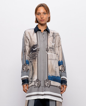 Max Mara Beige printed silk long blouse MXMTEGLIA