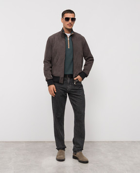 Kiton Green cashmere sweater with zipper UMK0524