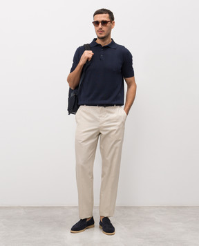 ISAIA Blue linen and silk polo shirt MG8361Y0508