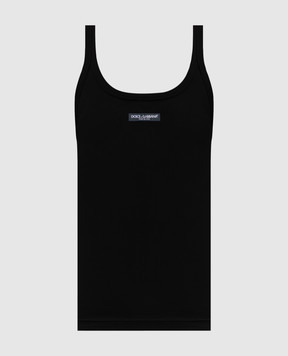 Dolce&Gabbana Black ribbed tank top F8W45TFU7AV