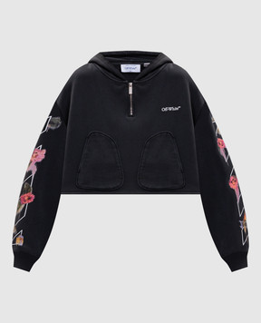 Off-White Grey cropped hoodie with print 2FE00499T