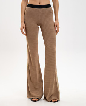 Palm Angels Brown flared pants with stripes PWHG021S24KNI001