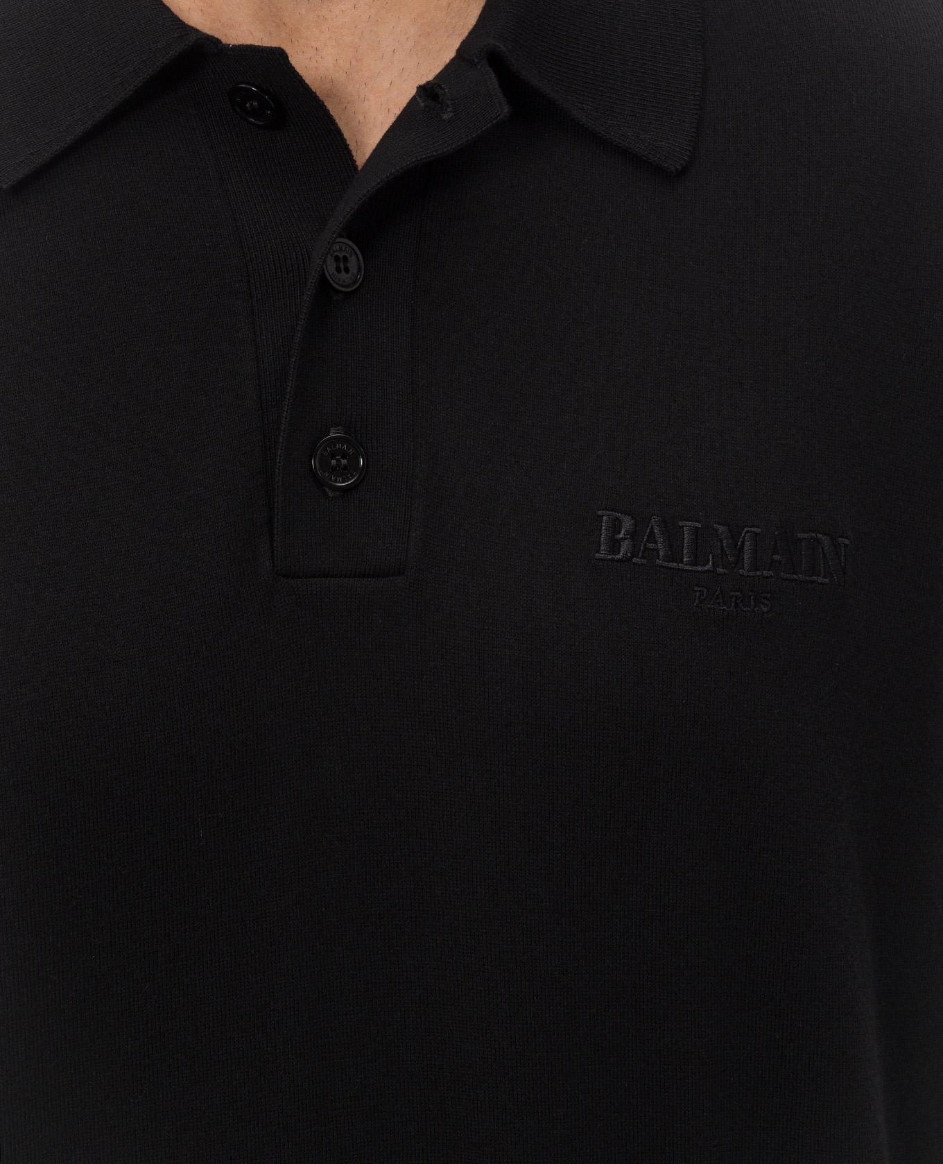 Black polo shirt with embroidered logo Balmain 5