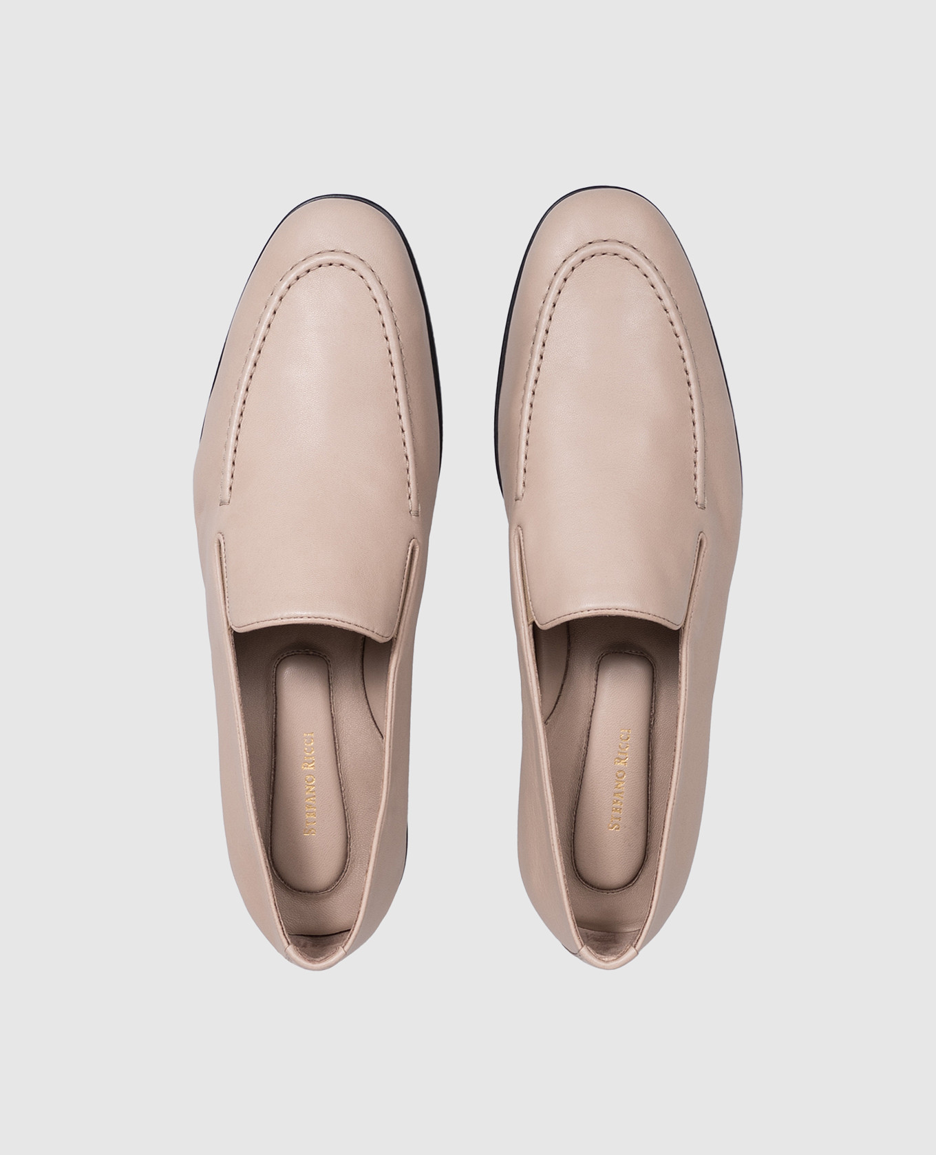 Beige leather loafers Stefano Ricci 4