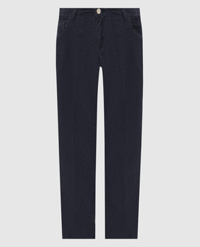 Stefano Ricci Blue corduroy pants with logo patch MST63B0020T0231