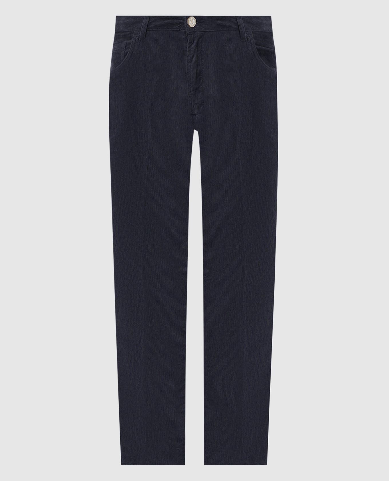 Blue corduroy pants with logo patch