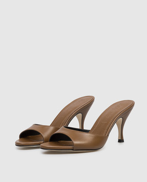 Aeyde Samia brown leather mules HS0693001222126