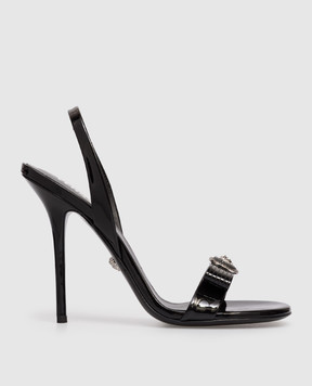 Versace Gianni Ribbon black patent leather sandals 1022060D2VE