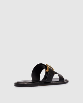Ami Paris Black leather flip-flops with logo engraving FSV833AL0181