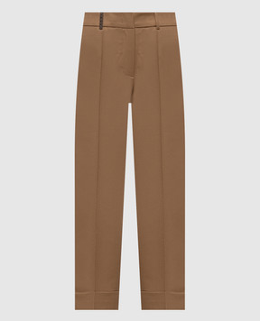 Peserico Brown wool trousers with lapels P04253D02710