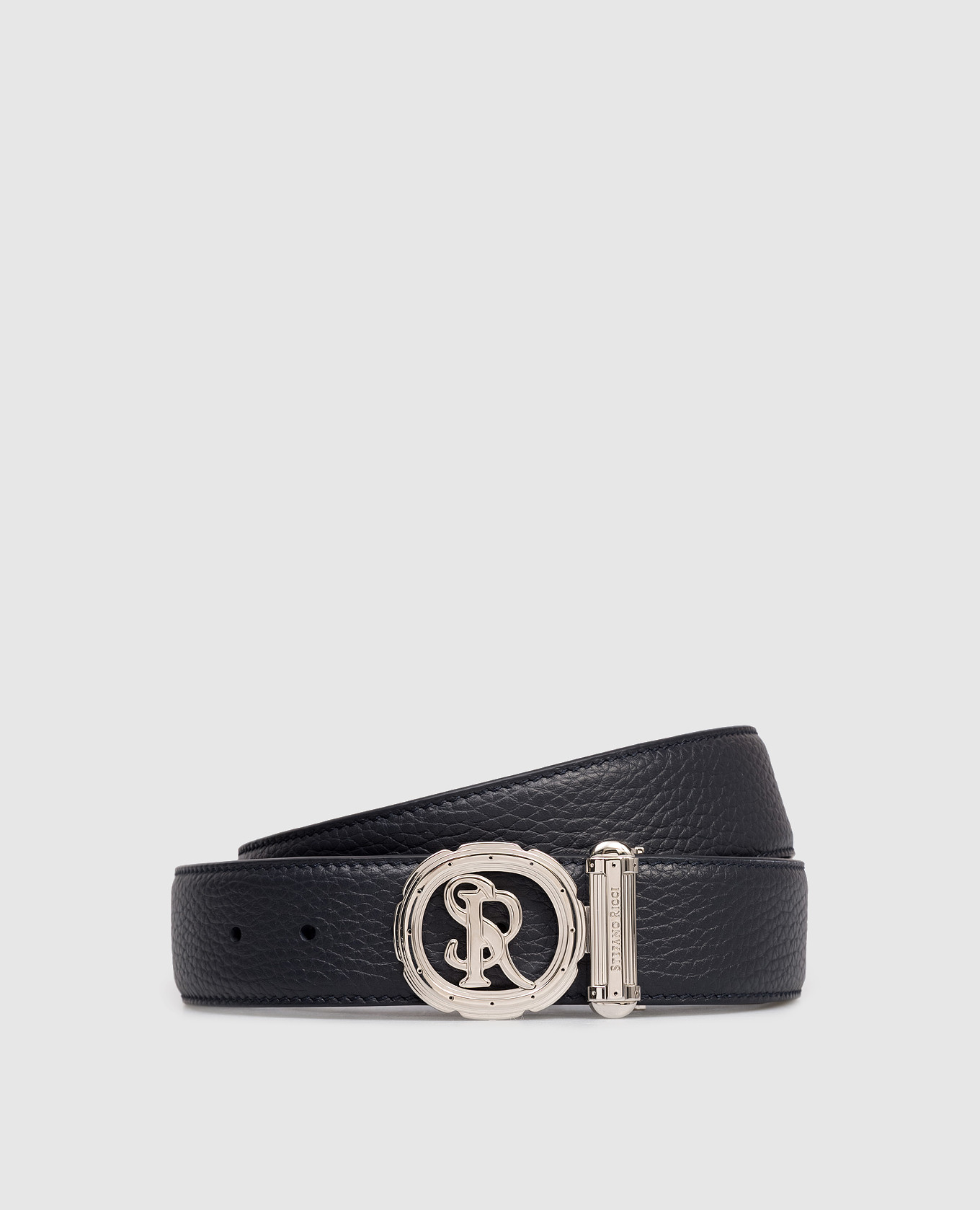 

Blue leather belt with logo Stefano Ricci