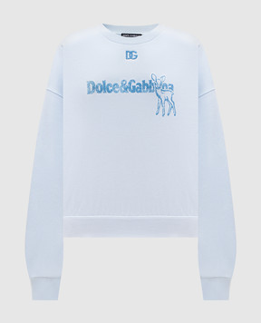 Dolce&Gabbana Blue sweatshirt with logo print F9Q92ZGDDM6