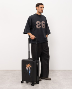 Palm Angels Black suitcase with textured lettering PMNG002S26PLA002