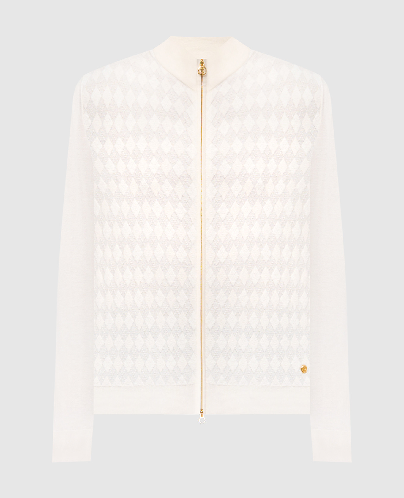 Ivory cardigan with patterned silk