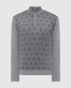 Stefano Ricci Gray wool, silk and cashmere patterned jumper KE08015L01E25371