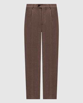 Brunello Cucinelli Brown linen and wool pants MZ408L00H
