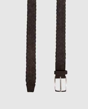ISAIA Brown suede belt with weaving FB0047PLF40