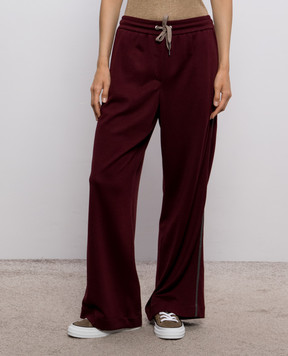 Brunello Cucinelli Burgundy sweatpants with silk MP828SM689