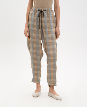 UMA WANG Beige checked pants UM3510