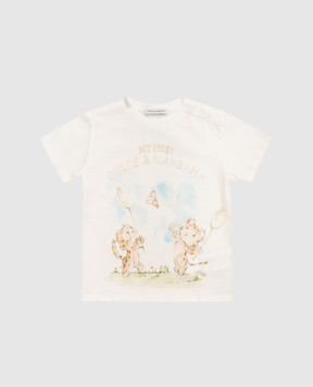 Dolce&Gabbana Children's ivory T-shirt with print L1JTEYG7P8K