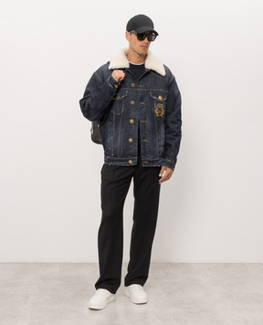 Dolce&Gabbana Blue insulated denim jacket with fur G9CICZG8PO3