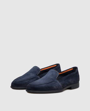 Santoni Blue suede loafers WULB72051GC2SAEA