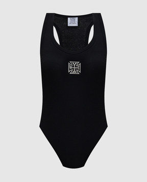 Vetements Black bodysuit with logo WE76BD536B