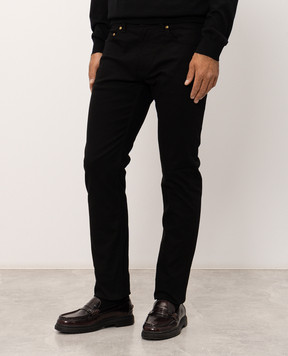 Versace Black jeans with embroidered emblem 10270171A19298