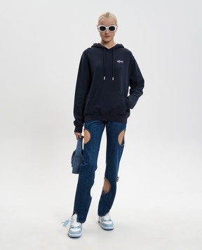 Off-White Blue hoodie with Driper Watercolor Arrow print 2BB064S26FLE003