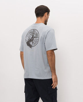 Stone Island Blue T-shirt with logo print L2S152100001S0534