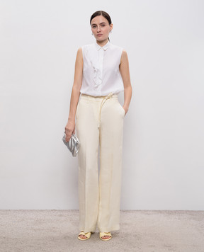 Peserico White silk top with ruffles A0811608372
