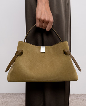 YUZEFI Khaki suede Gyoza bag GYOZA