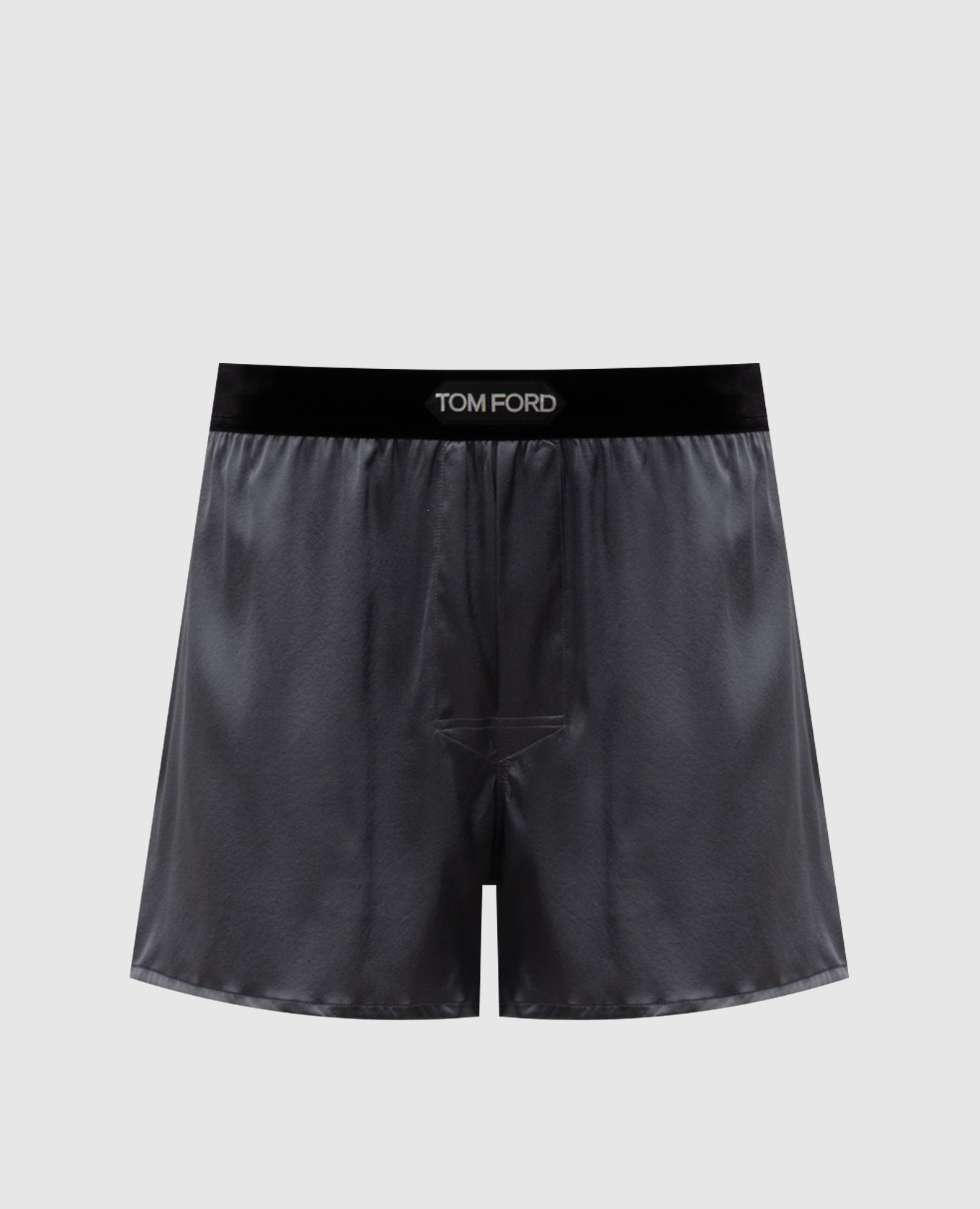 Grey silk boxers with logo
