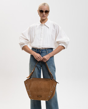 Gianni Chiarini Brown suede tote bag Bloom BS12377CMBRC