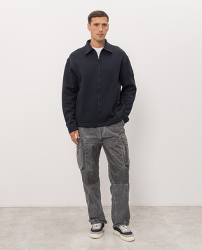 Stone Island Blue cardigan with wool L2S156100014S0F15