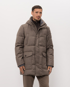 Peserico Brown down jacket with wool R52244D2574
