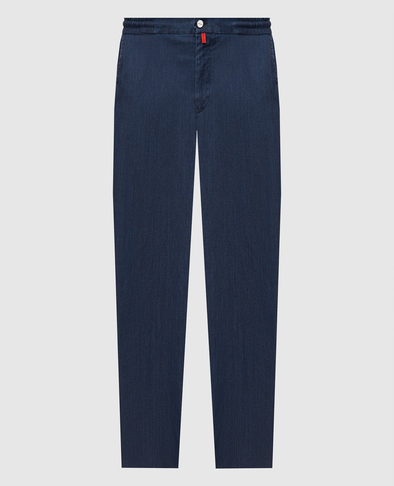 Blue jeans with logo patch Kiton