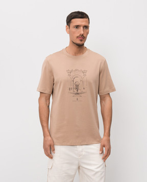Brunello Cucinelli Brown T-shirt with print ML8248521P