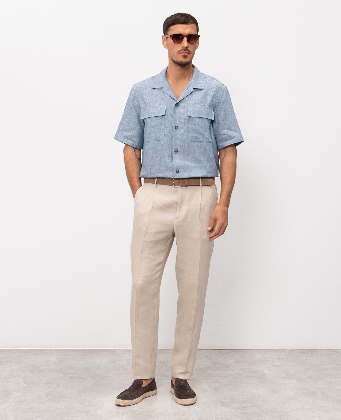 Blue linen shirt Peserico 2