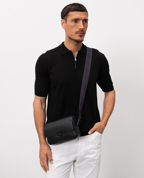 Canali Black leather bag with embossed logo NA00226P326130