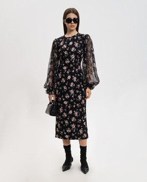Dolce&Gabbana Black dress with floral print silk F611DTFSA8C