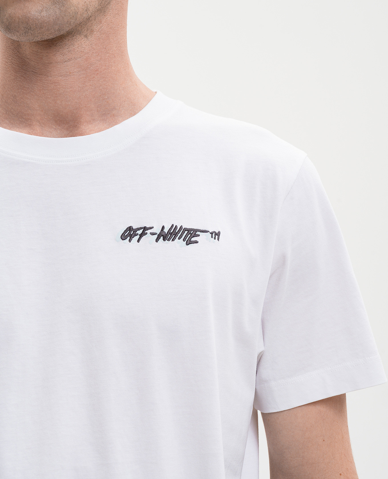 White T-shirt with logo embroidery Off-White 5