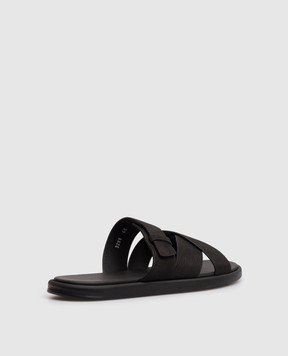 Doucal's Black leather flip-flops DU3299MYKOUF249